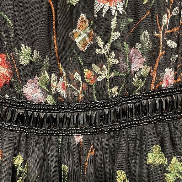 Mac Duggal black floral floor length gown with built in romper - Picture 4 of 10